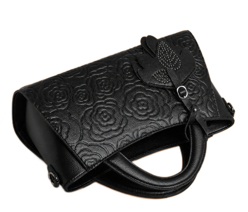 Embossed Floral Top-Handle Bag