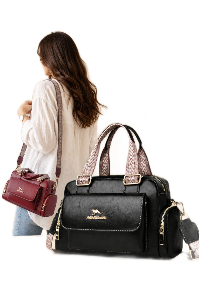 Pattern-Handle Flap Satchel